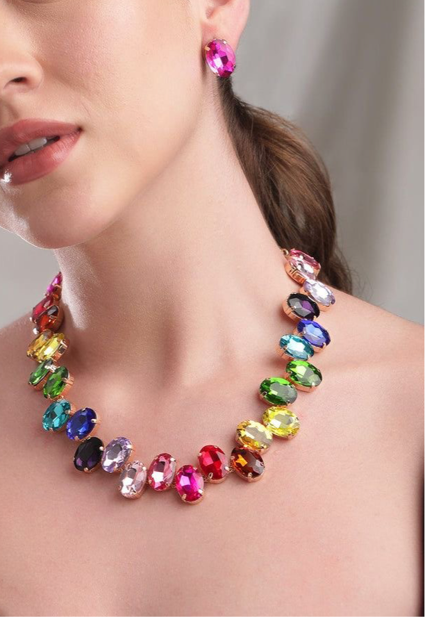 Rainbow Necklace and Earring Set