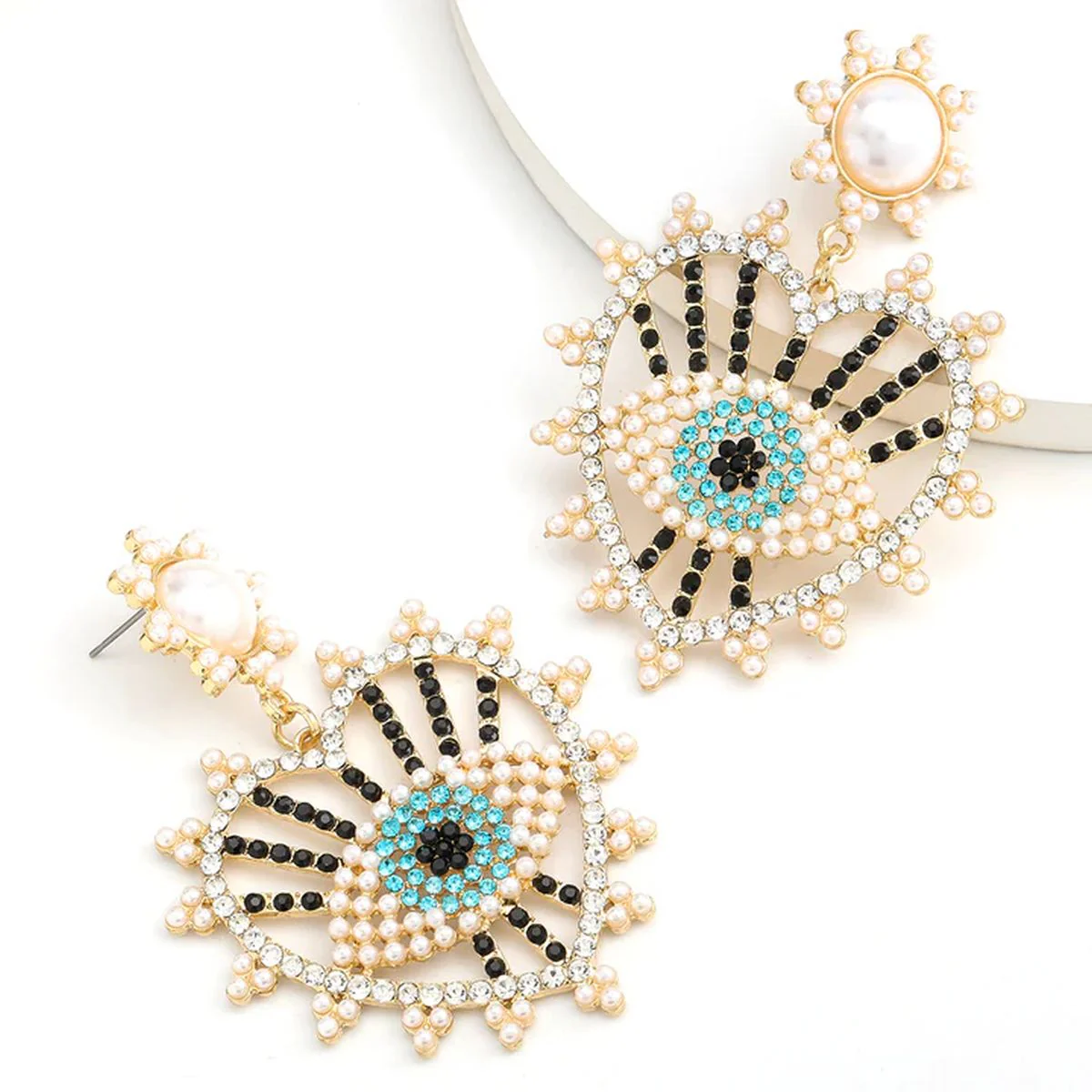 Pearl Evil Eye Earrings