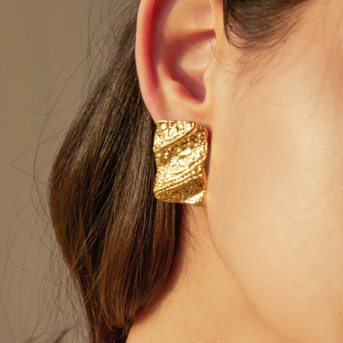 Stamped Rectangle Stud Earrings