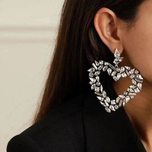 Big Heart Crystal Earrings