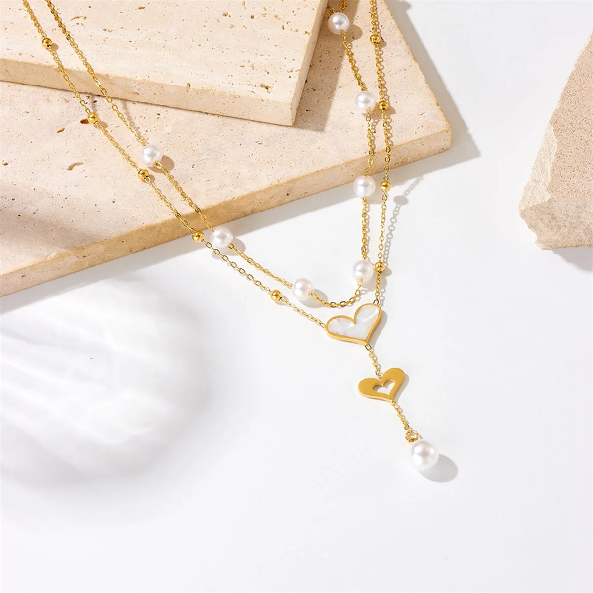 Heart Pearl Layered Necklace