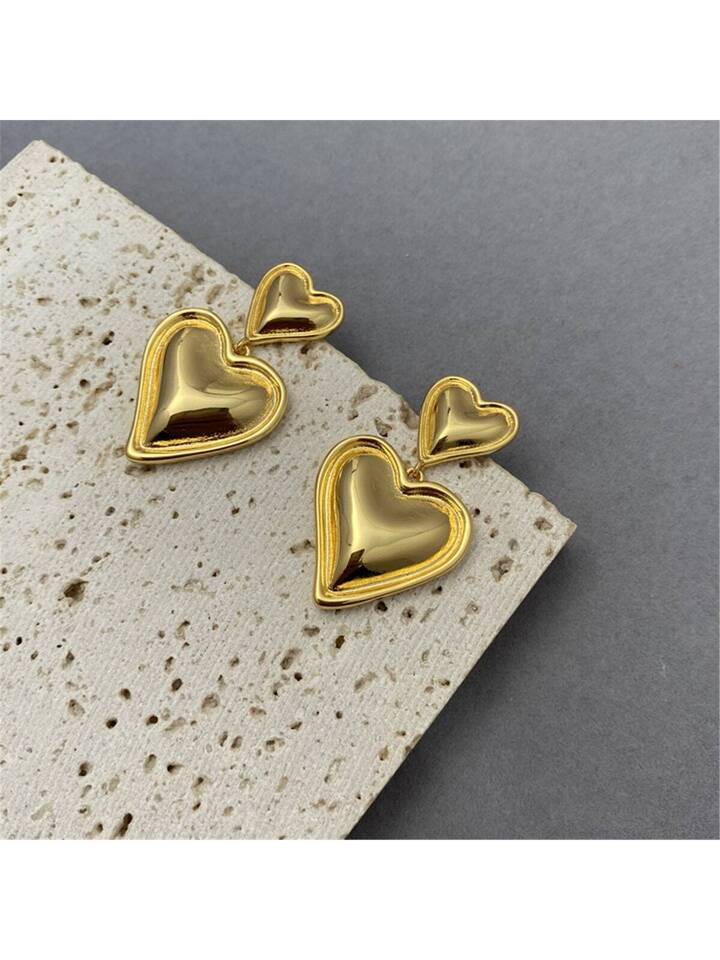 Double Heart Stud Earring