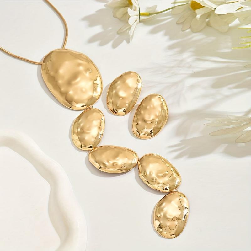 Taupe Statement Necklace & Earrings