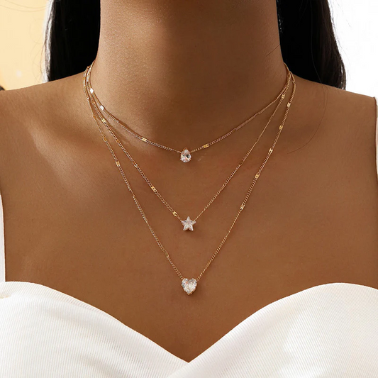 Triple Layered Diamond Cut Necklace