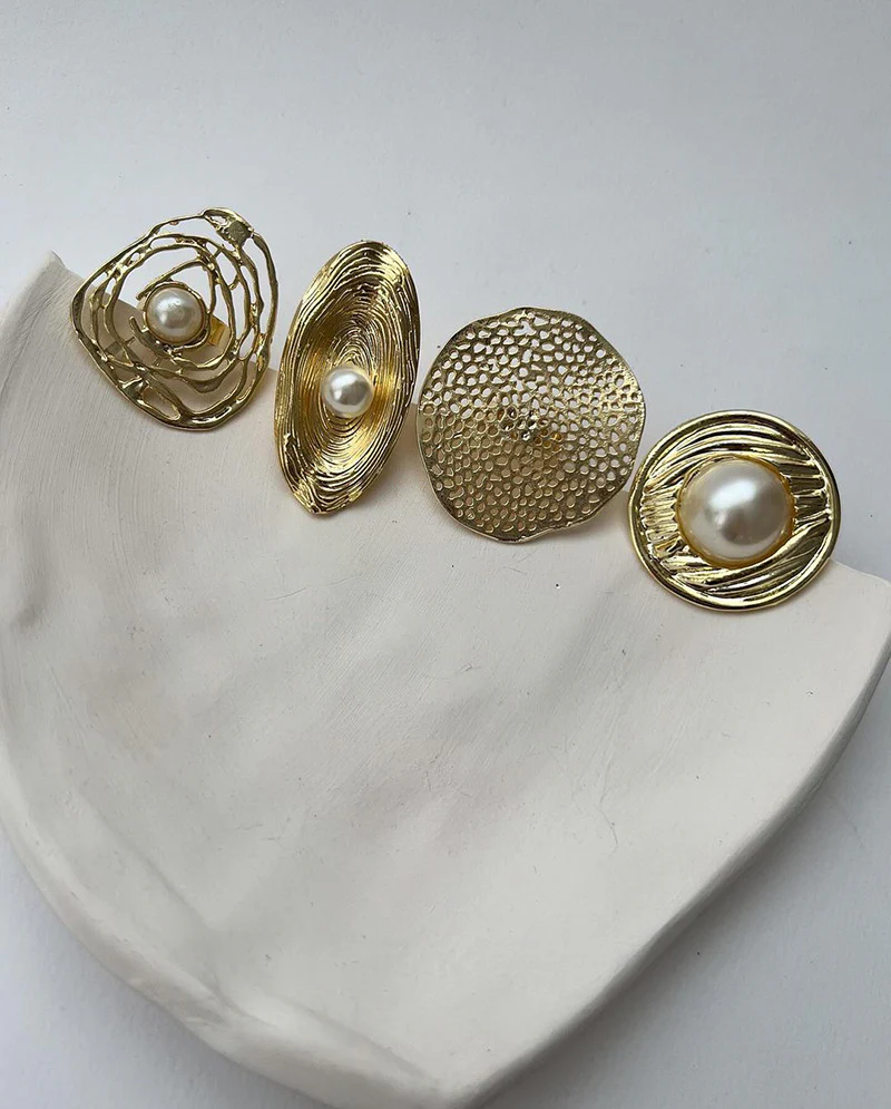 Stamped Pearl Ring