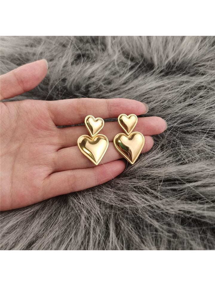 Double Heart Stud Earring