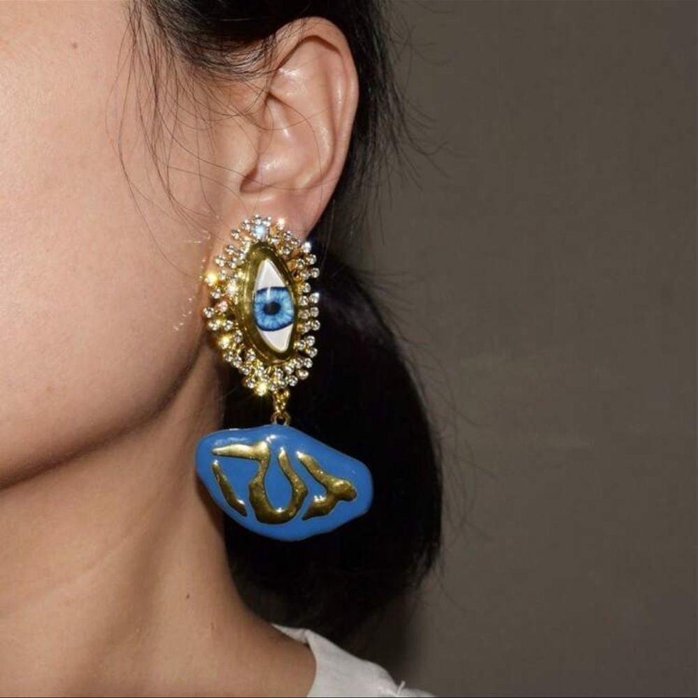 Blue Evil Eye Earrings