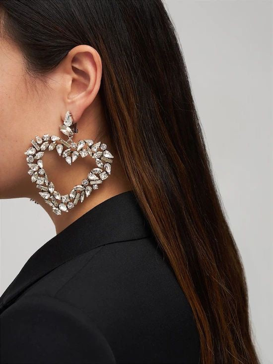 Big Heart Crystal Earrings