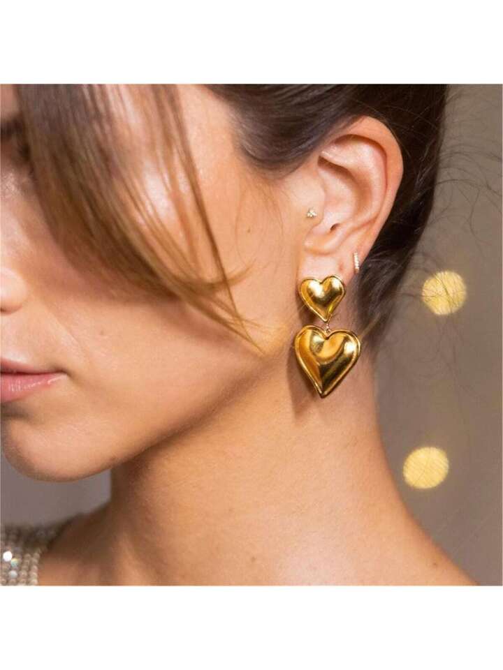 Double Heart Stud Earring