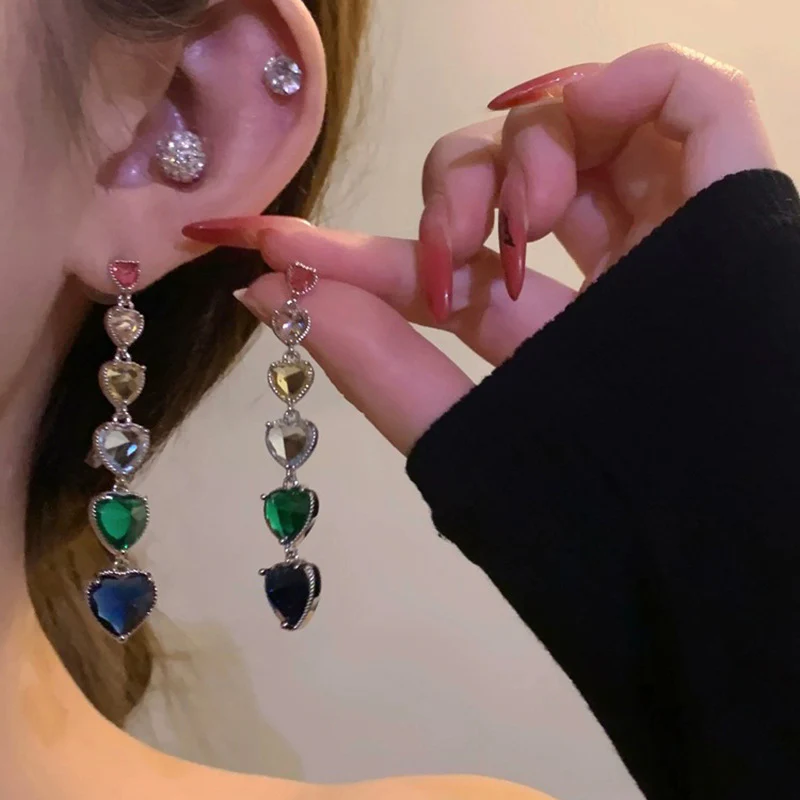 Heart Rainbow Drop Earrings