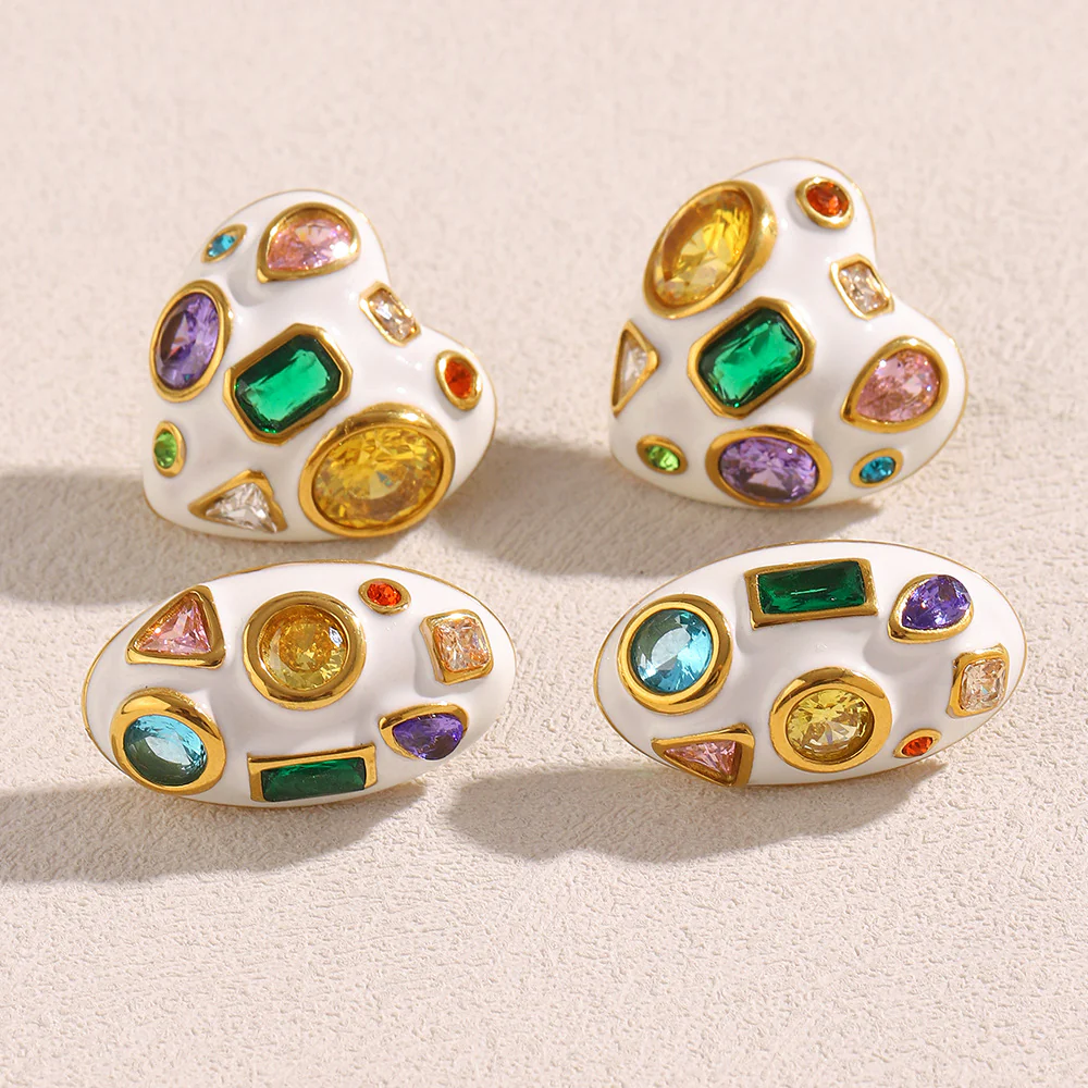White Coloured Crystals Earrings
