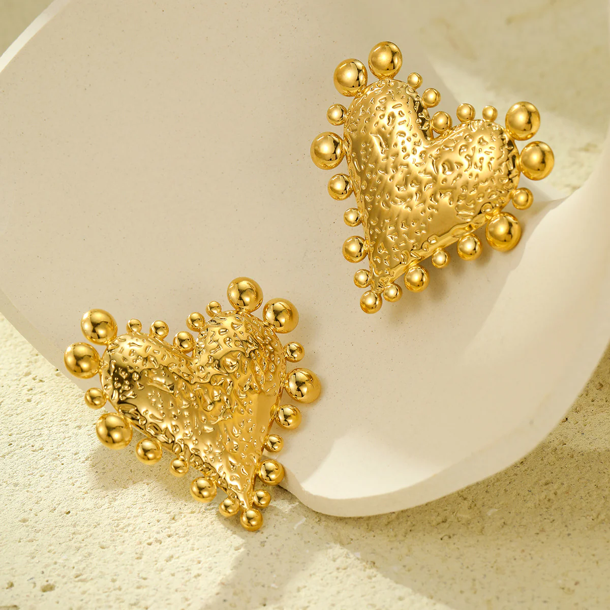 Beaten Exaggerated Stud Earrings