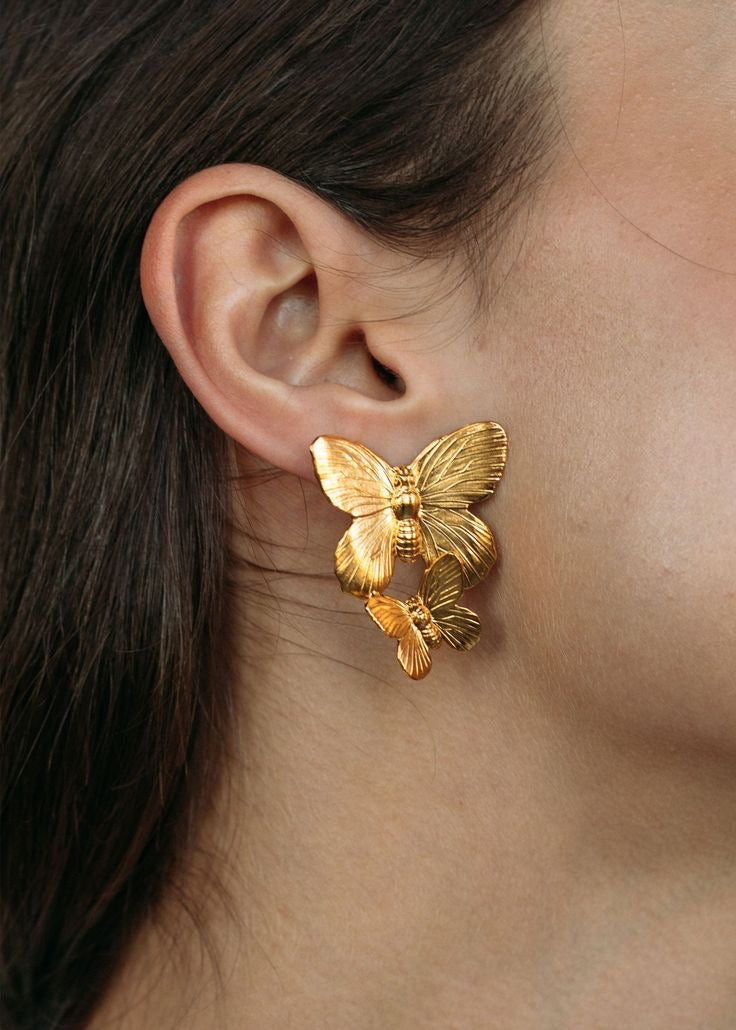 Double Butterfly Stud Earrings