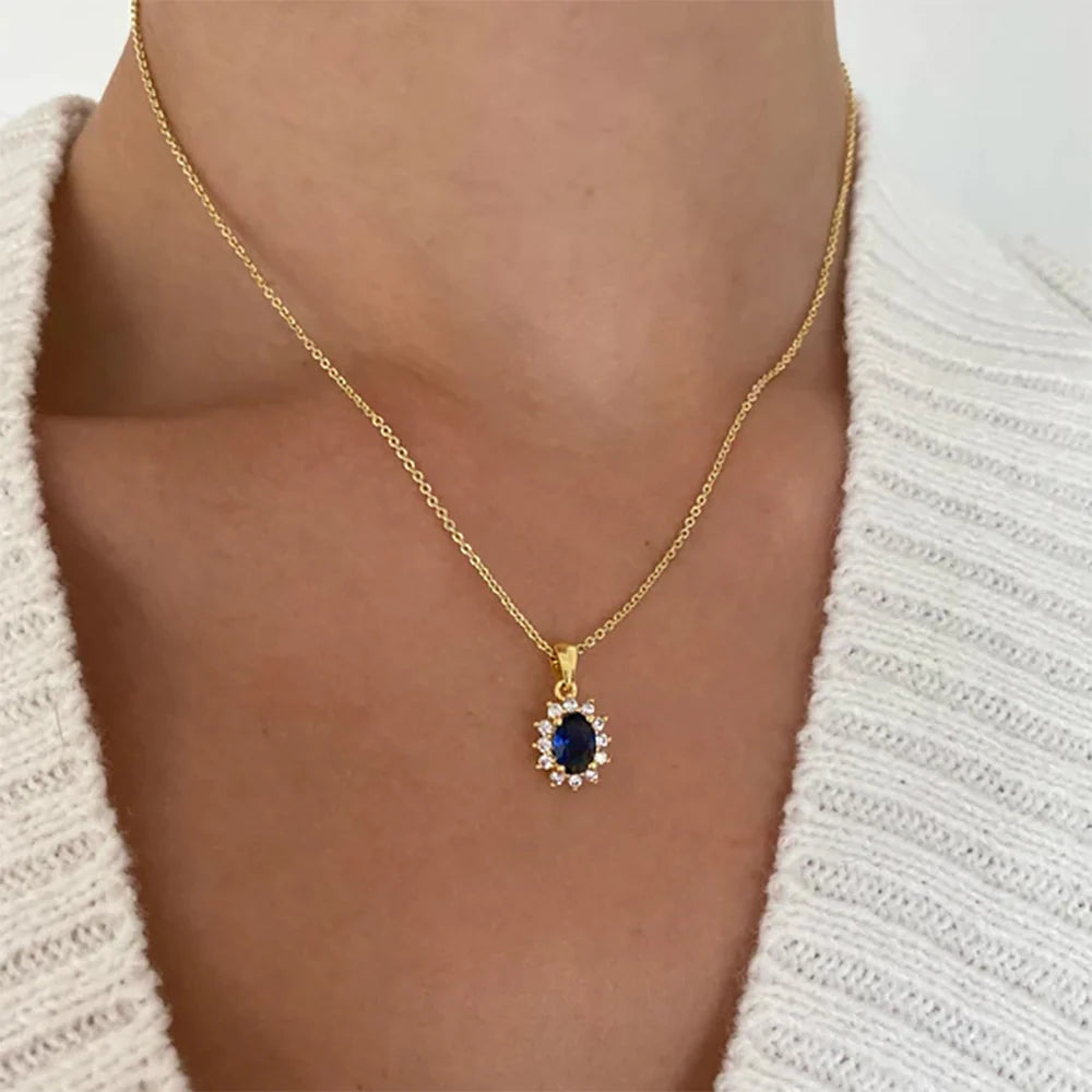 Blue Sapphire Pendant Necklace