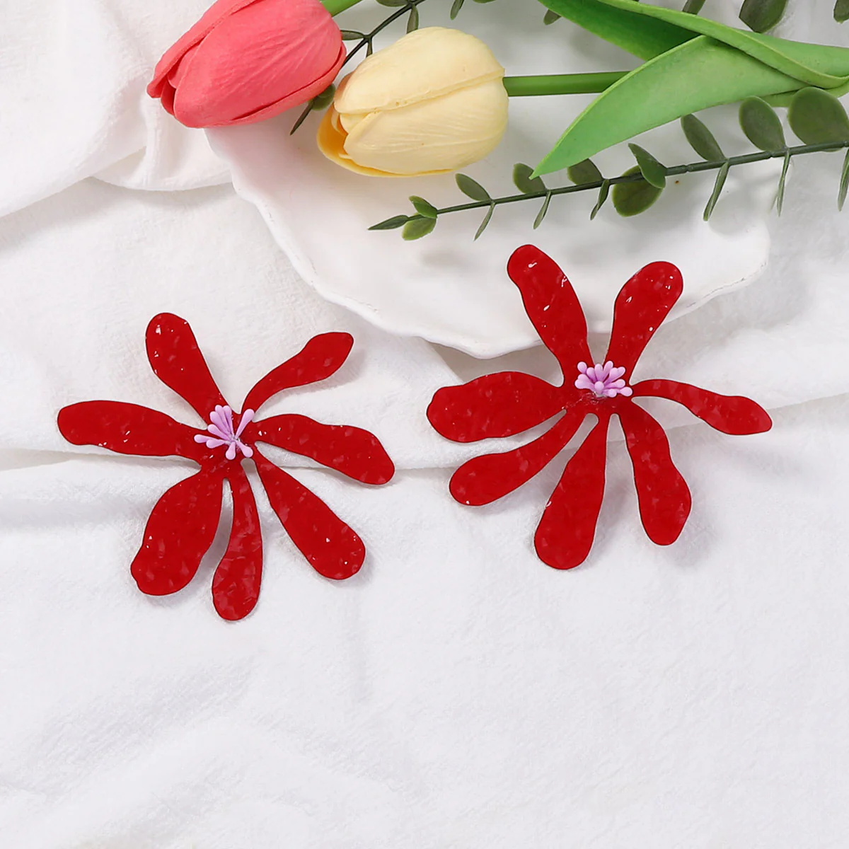 Red Petal Earrings