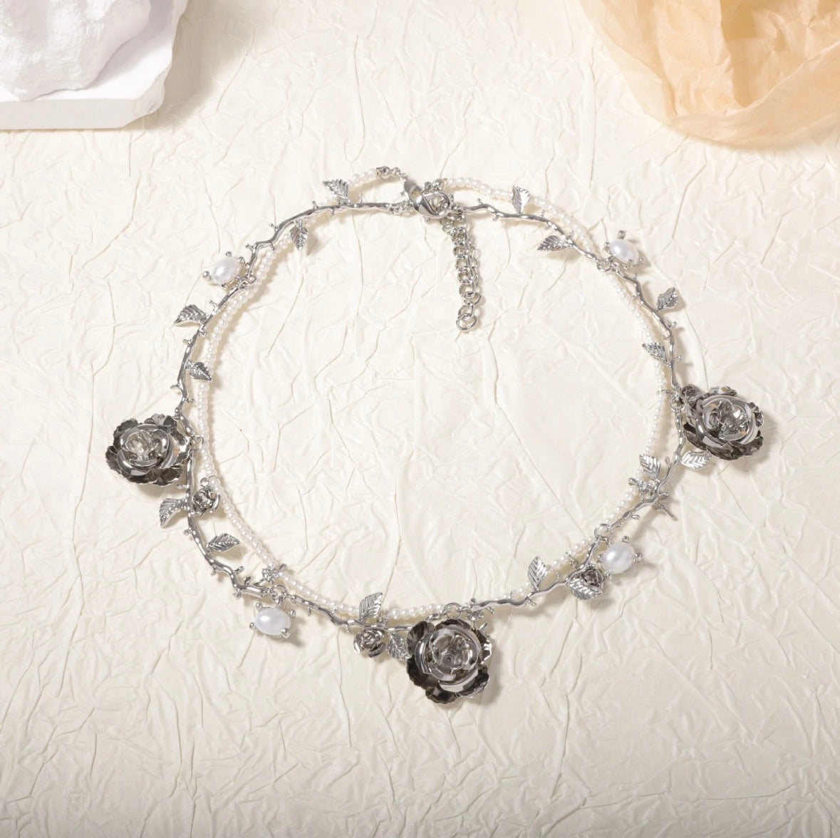 Rose and Pearl Necklace