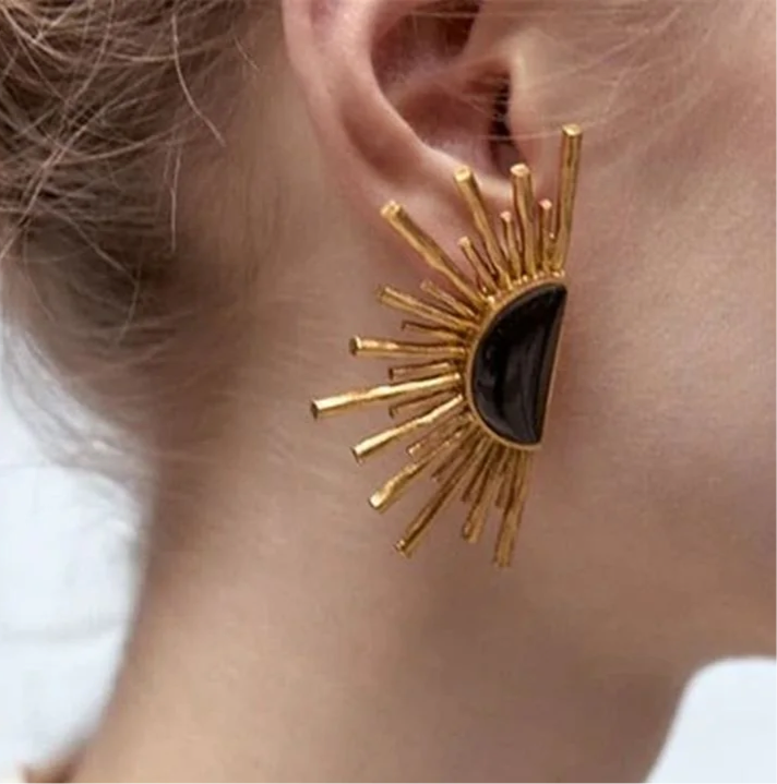 Black Sun Stud Earring