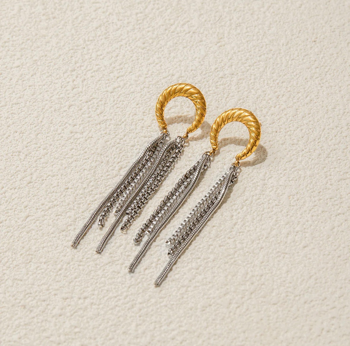 Crescent Chained Earrings