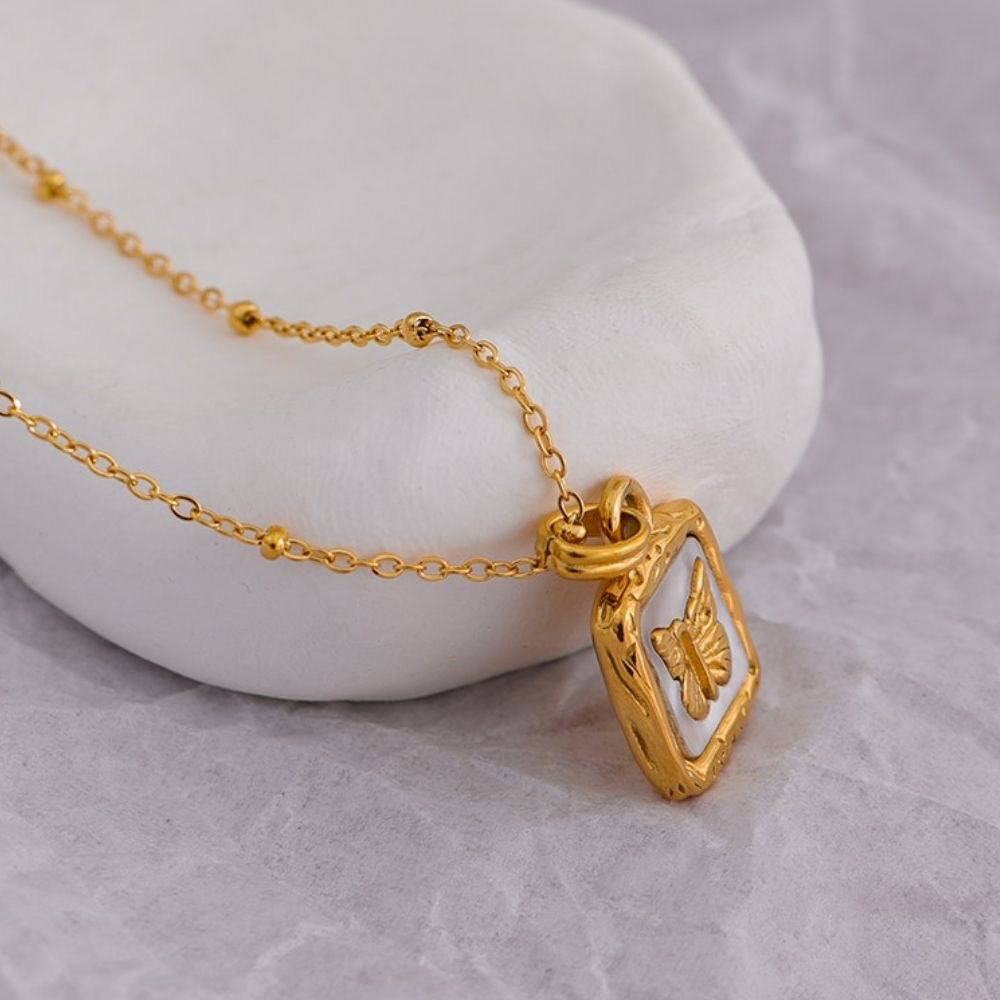 White Butterfly Necklace