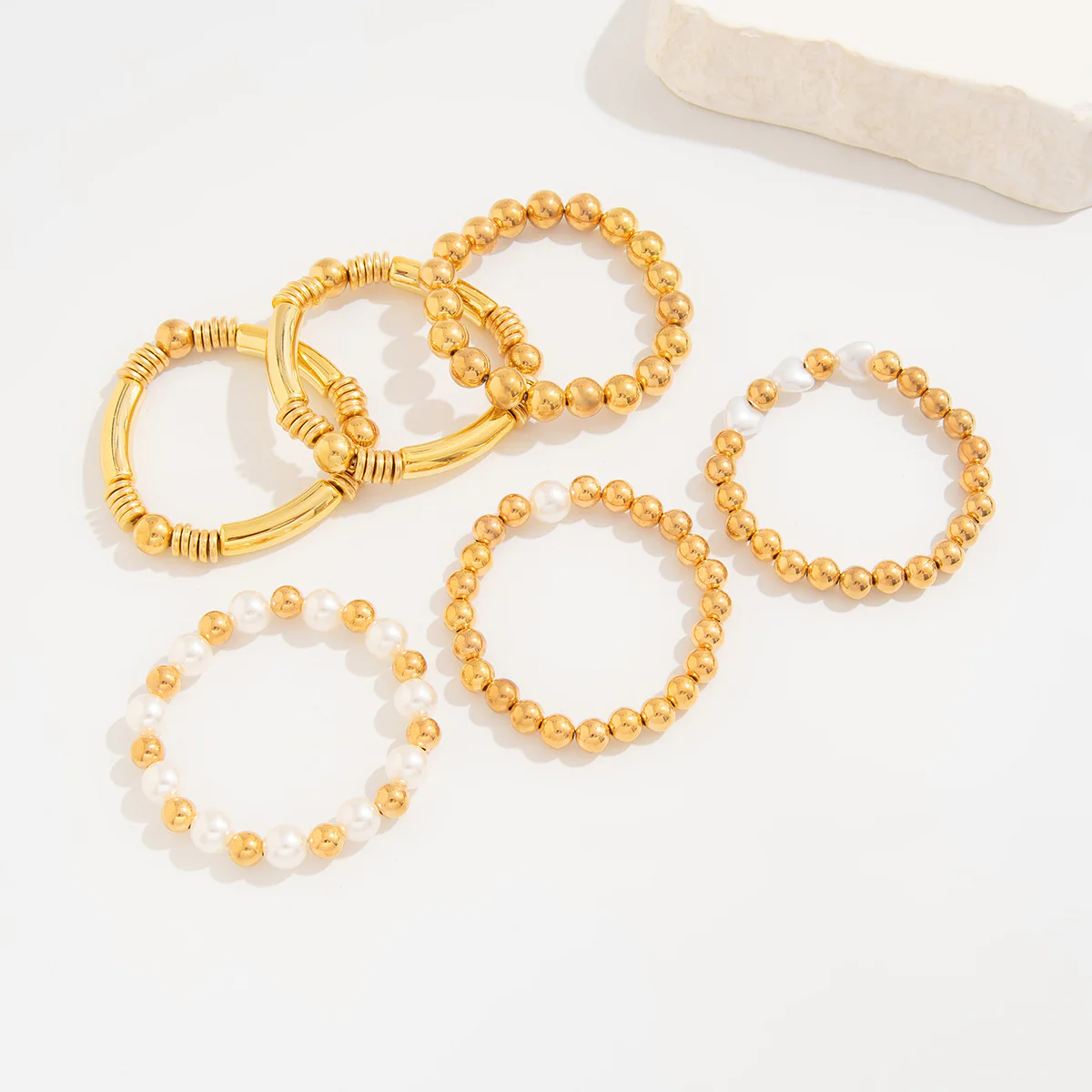 Pearl N Bead Layered Bracelet Set