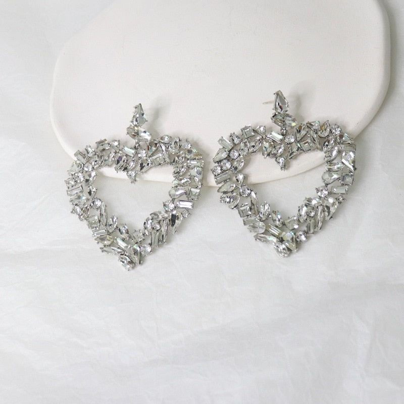 Big Heart Crystal Earrings