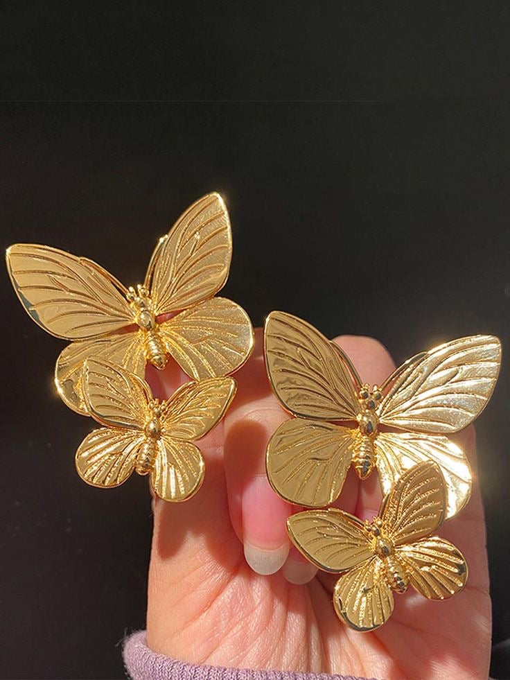 Double Butterfly Stud Earrings