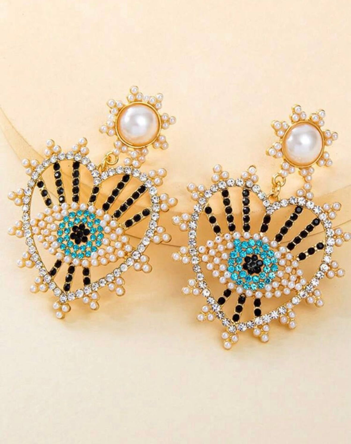 Pearl Evil Eye Earrings