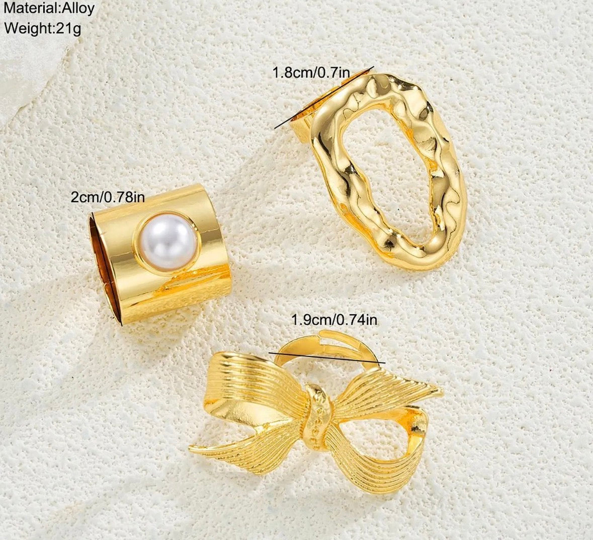Bow Ring Set Of 3
