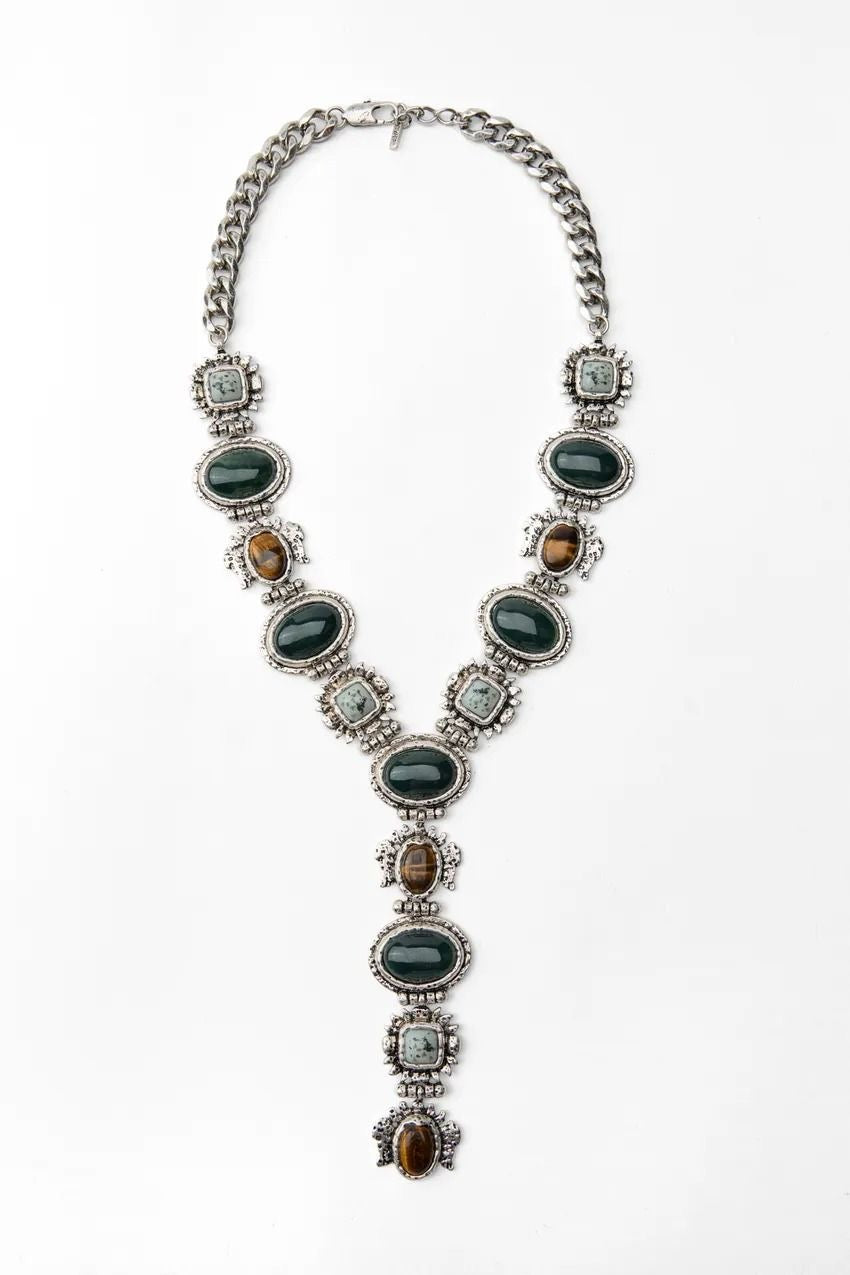 Gothic Silver Stone Necklace