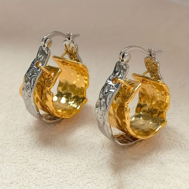 Beaten Two Tone Hoop