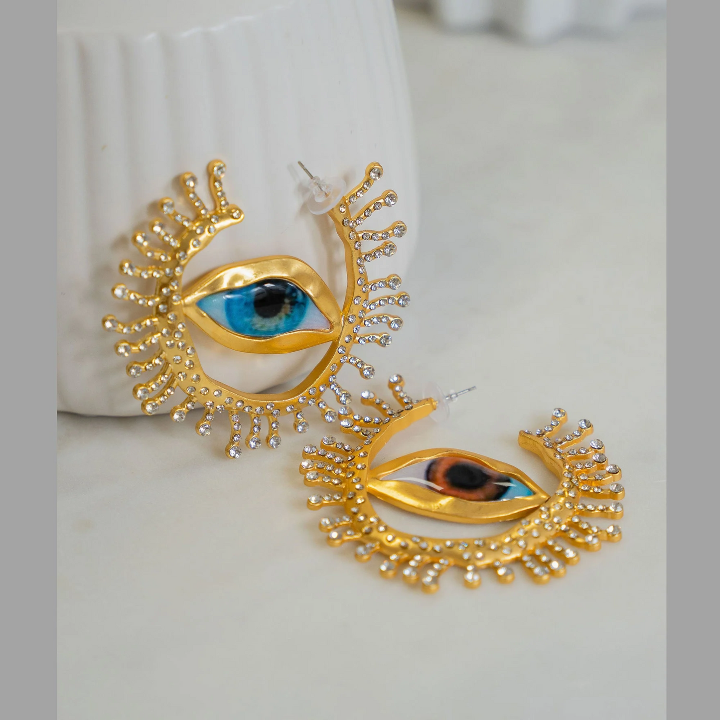 Mismatched Evil Eye Junk Hoops
