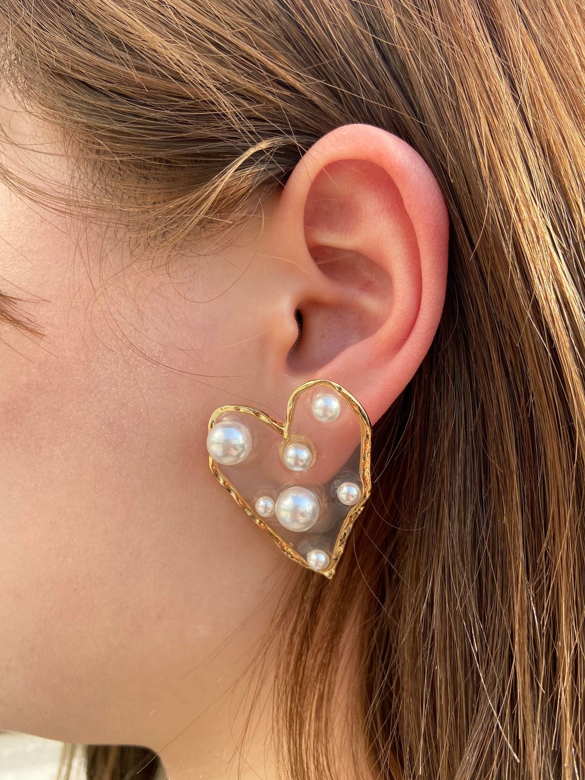 Heart Pearl Studs