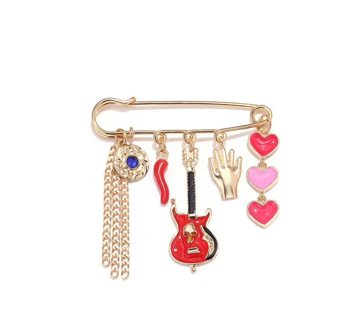 Red Guitar Brooch