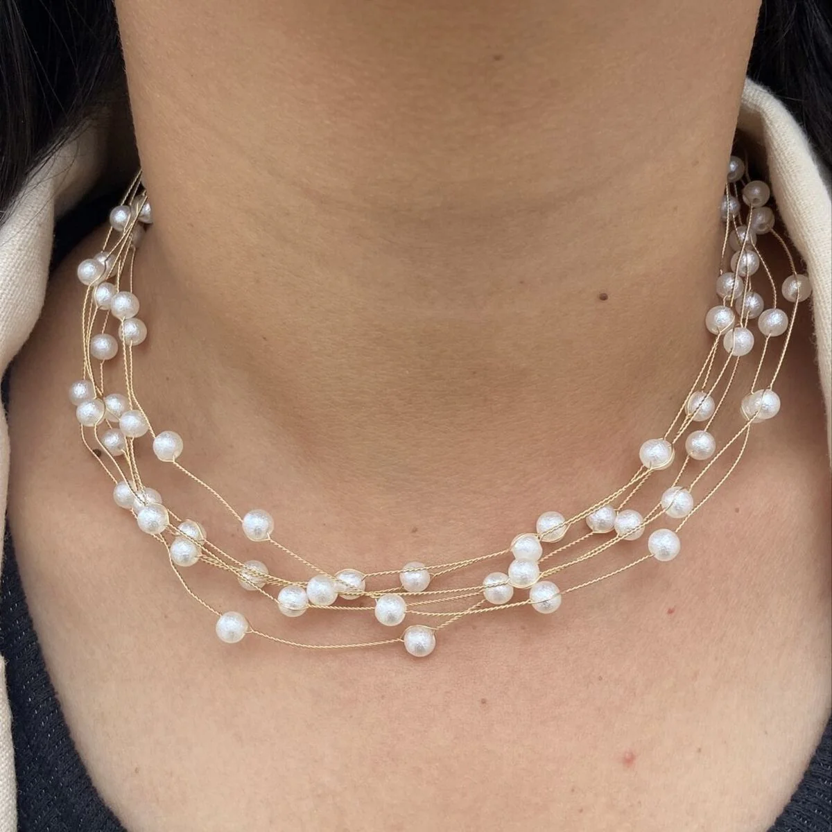 Loose Pearl Choker Necklace - Main Image