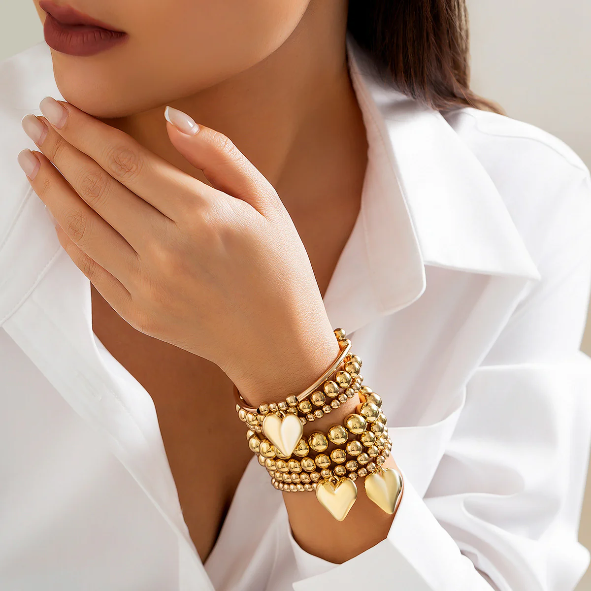 Heart and Beads Layered Bracelet