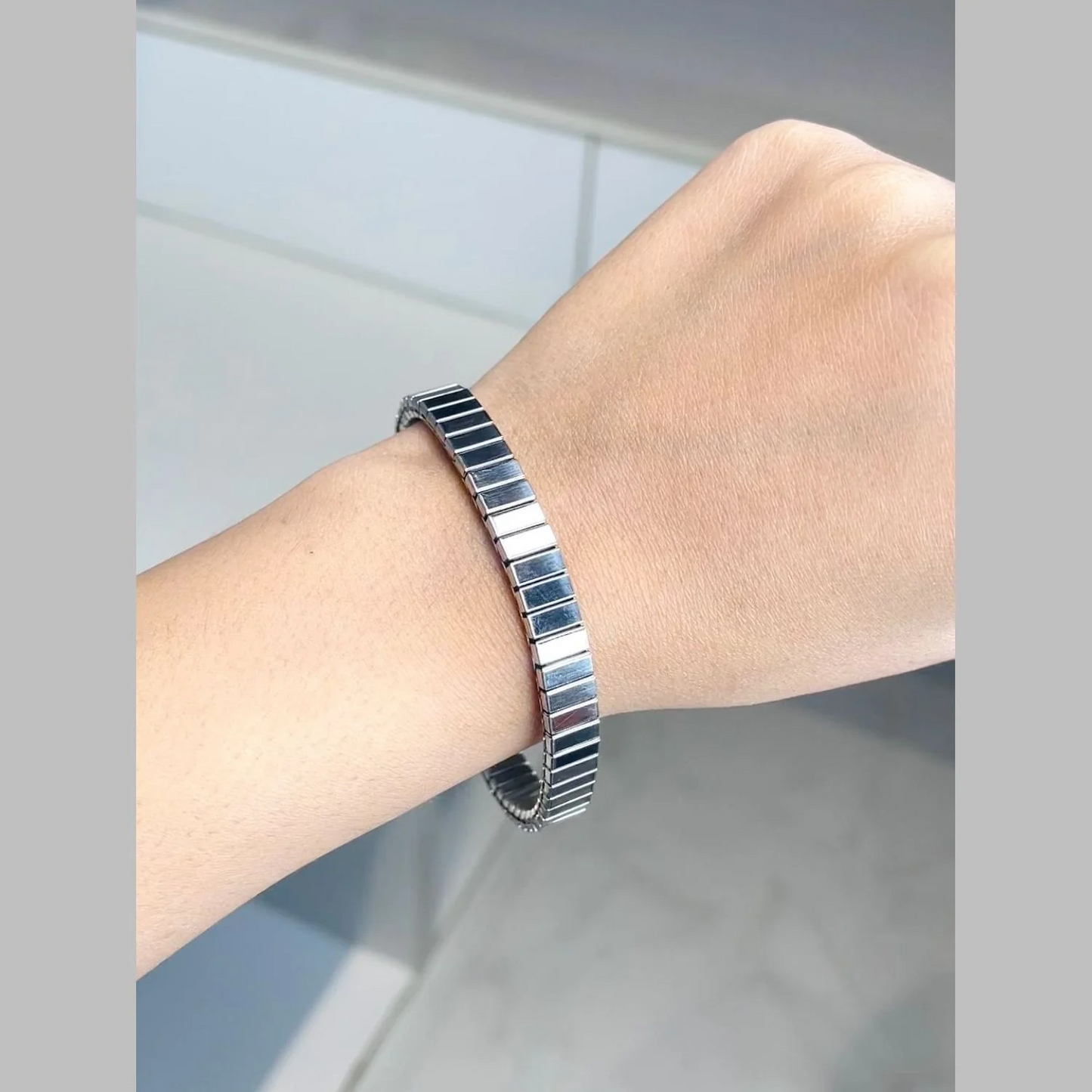 Silver Slim Stretch Bracelet