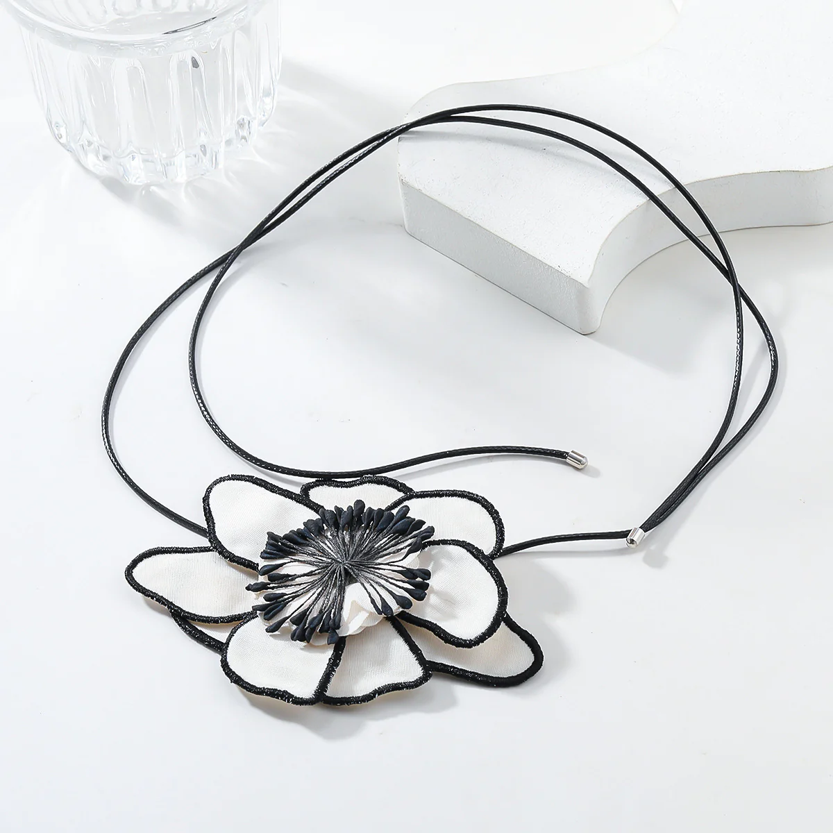 White Flower Rope Necklace