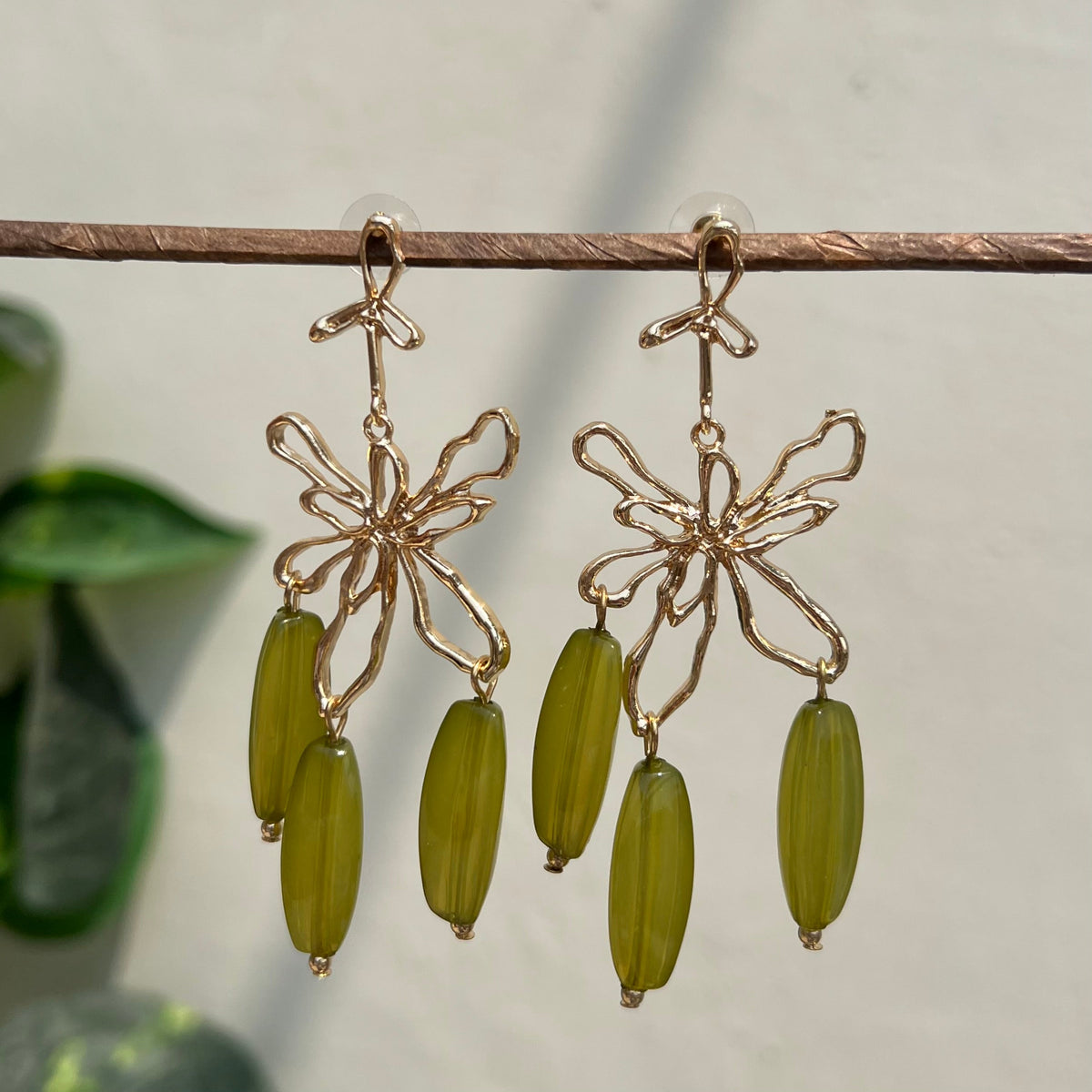 Olive Bunch Hanging Earrings