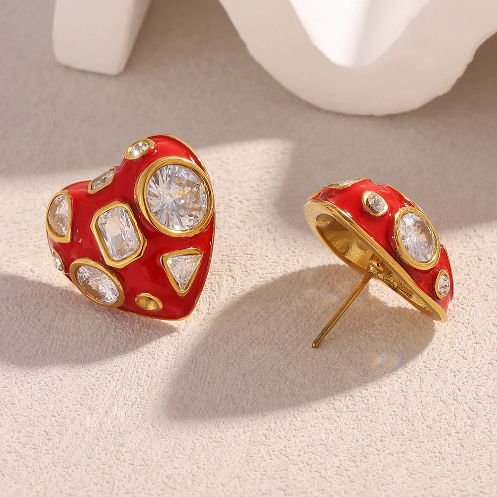 Red Crystal Stud Earrings