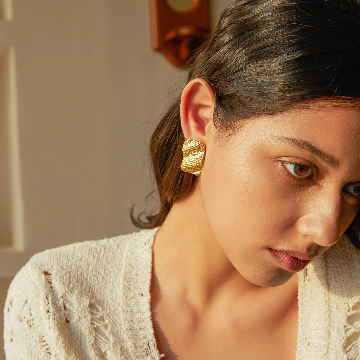 Stamped Rectangle Stud Earrings