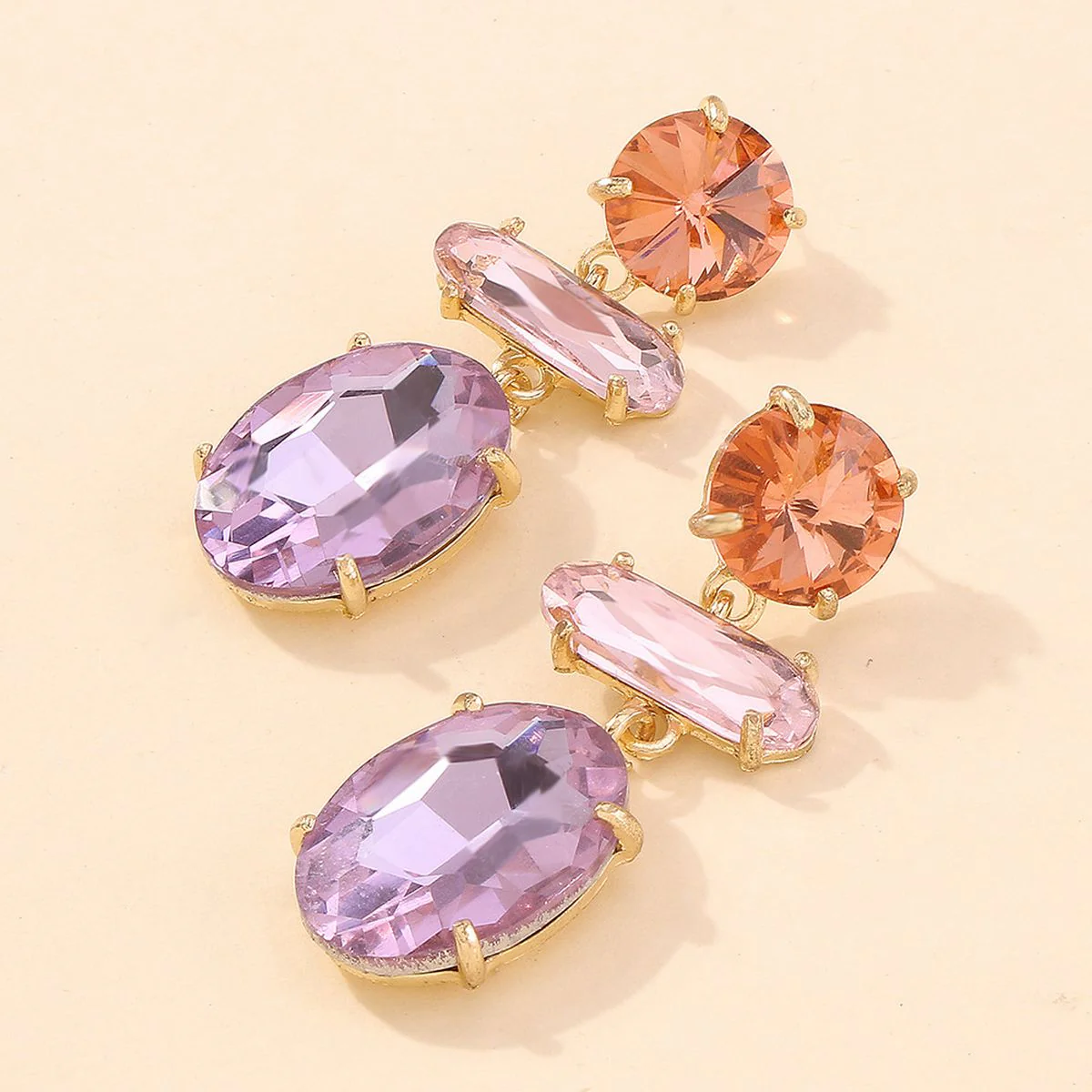 Purple Crystal Drop Earrings