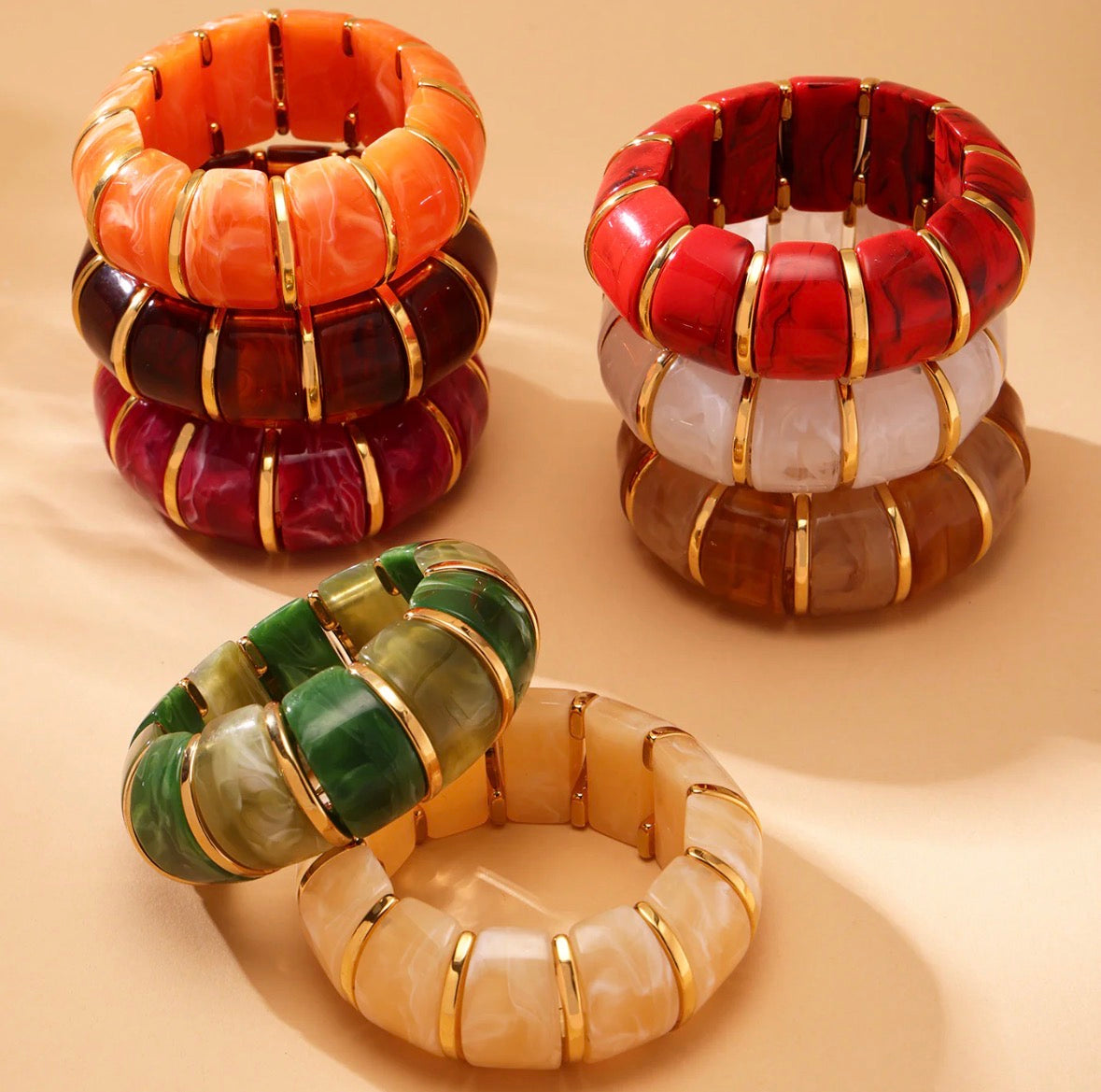 Resin Wide Stretchy Bracelet