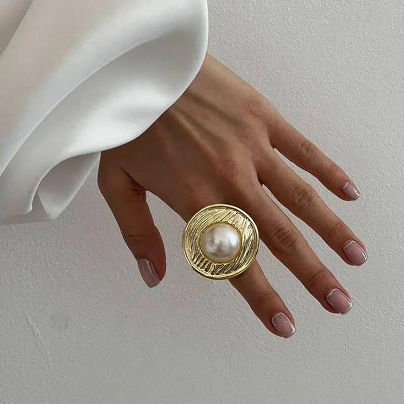 Stamped Pearl Ring