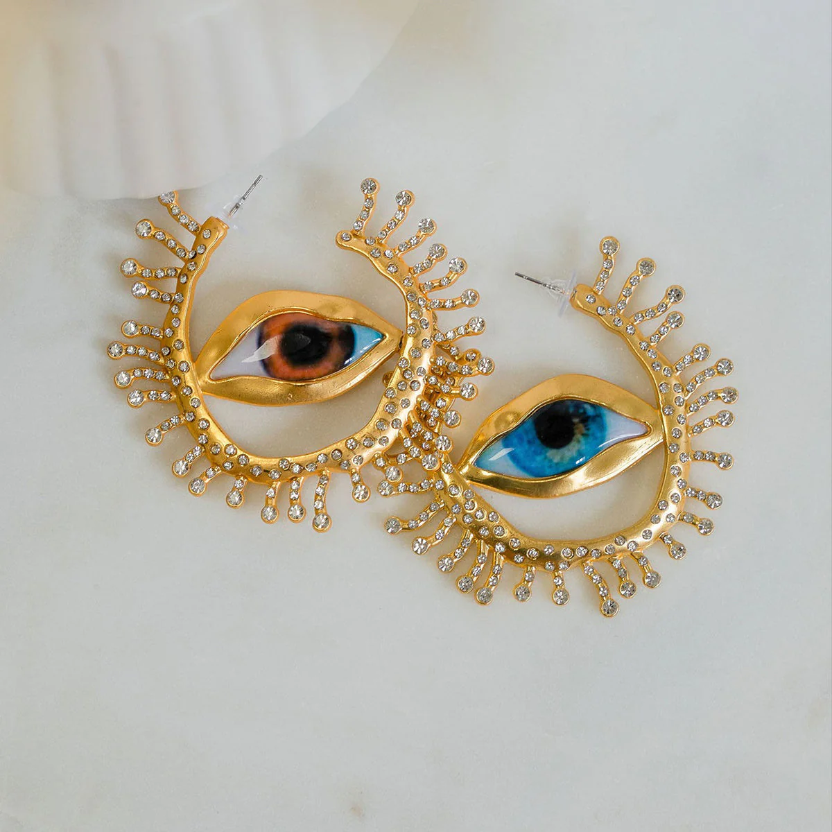 Mismatched Evil Eye Junk Hoops