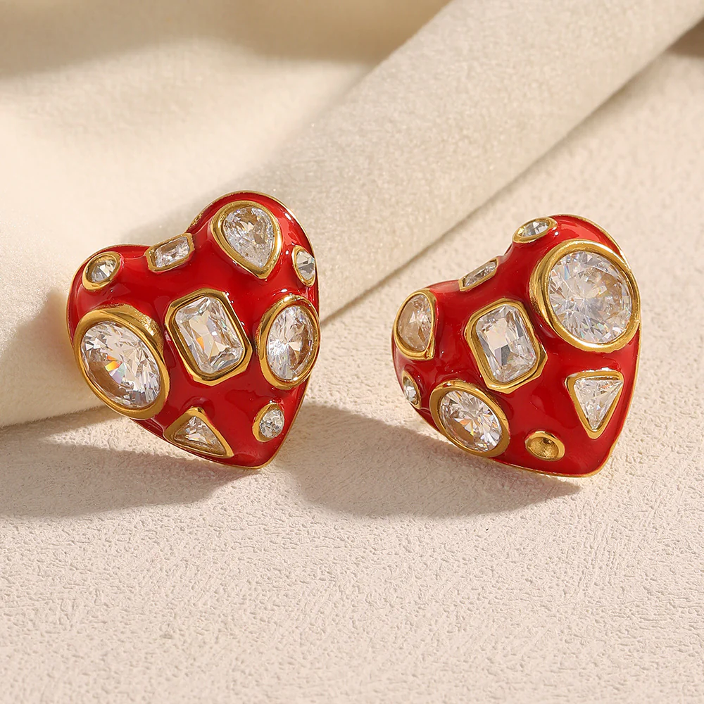 Red Crystal Stud Earrings