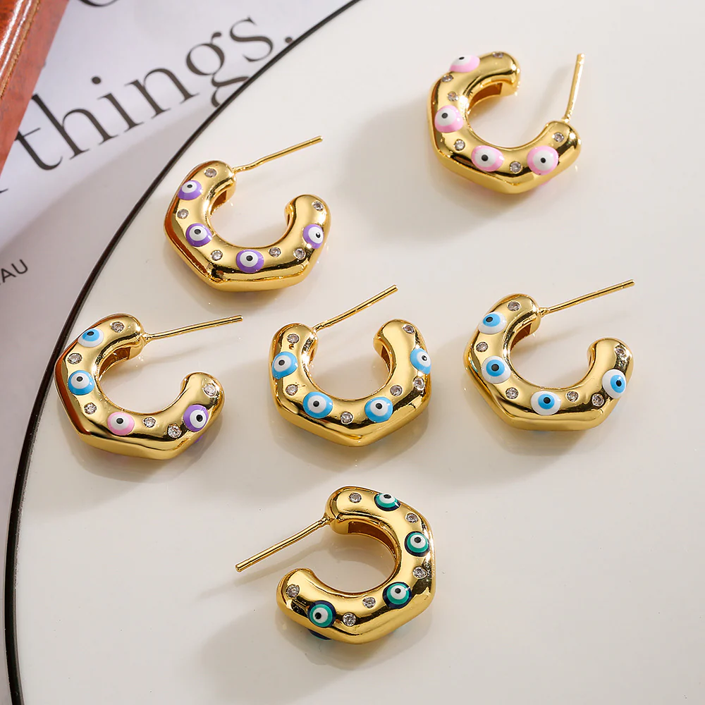 Evil Eye Small Hoops