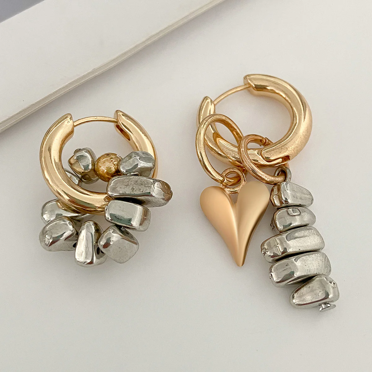 Pebble Heart Mismatched Huggies