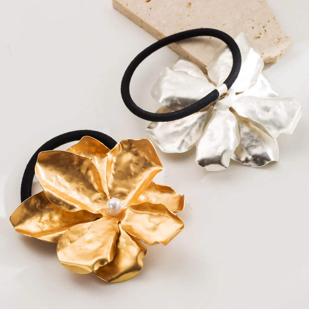 Flower Pearl Golden Hair Tie