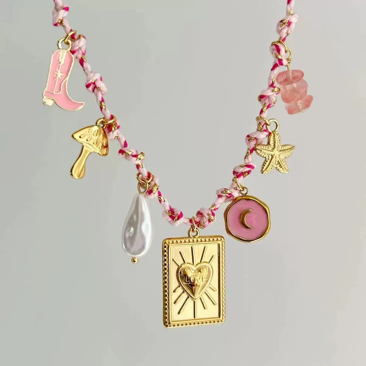 Pink Charm Necklace
