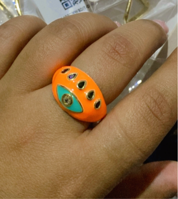 Orange Evil Eye Ring